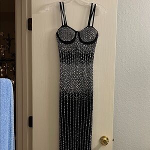 Chic Strapless Black and Silver Dress